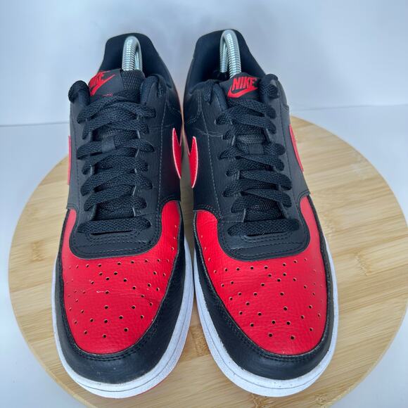 Nike Court Vision Low Sneaker Shoes Black Red Leather Lace Up FJ0685 Mens Sz 10 main image 4